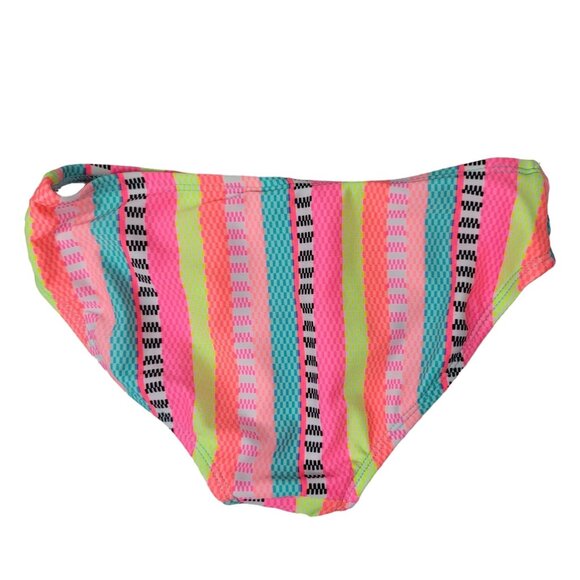 Cat & Jack Girls Swimsuit Set Pink Blue Medium Bikini Skirt Cover Stripe 3 Piece - Picture 9 of 16